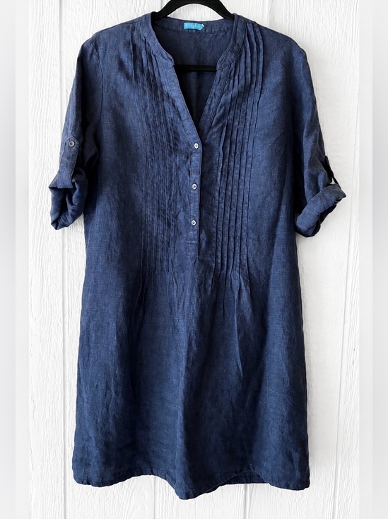 J. McLaughlin Dresses & Skirts - J.McLaughlin Navy Riviera Linen Shift Dress Size L